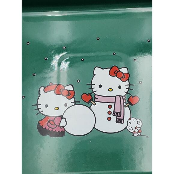 Sanrio Hello Kitty Christmas Snowman Square Baking Dish 9" Ceramic Green and Red - Picture 6 of 10